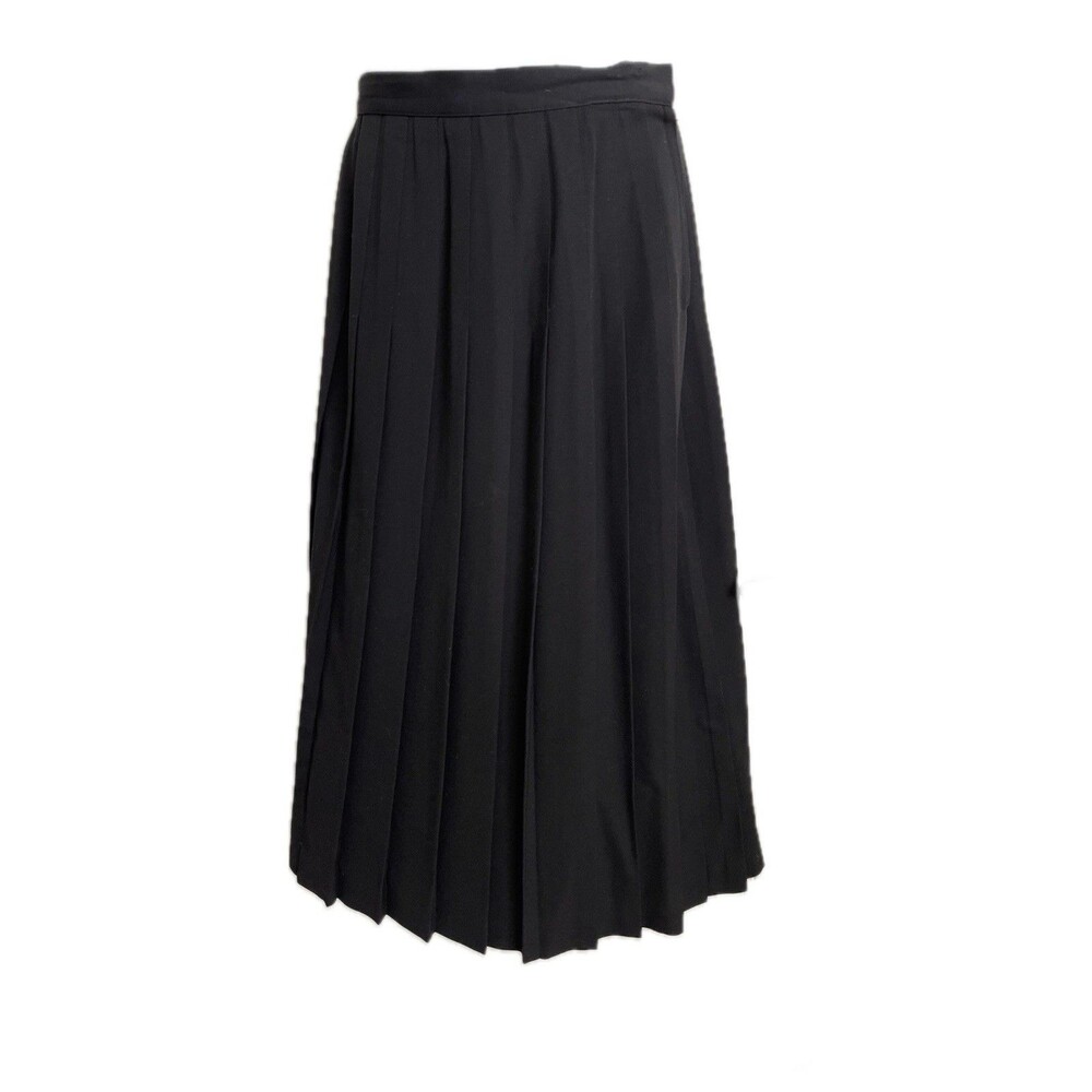 Vintage Austin Reed Petite 100% Wool Pleated Skirt Black Size 12 High Rise USA